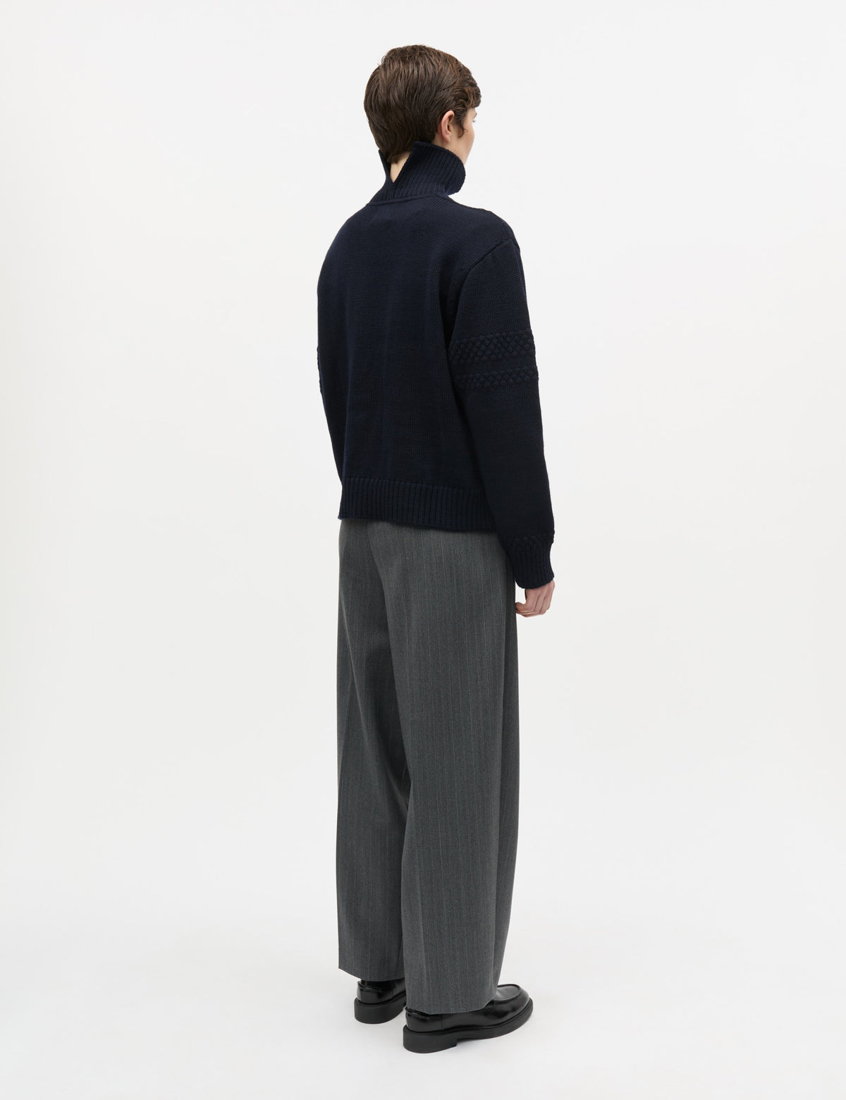 Wool Berthe Turtleneck Sweater, Sky Captain
