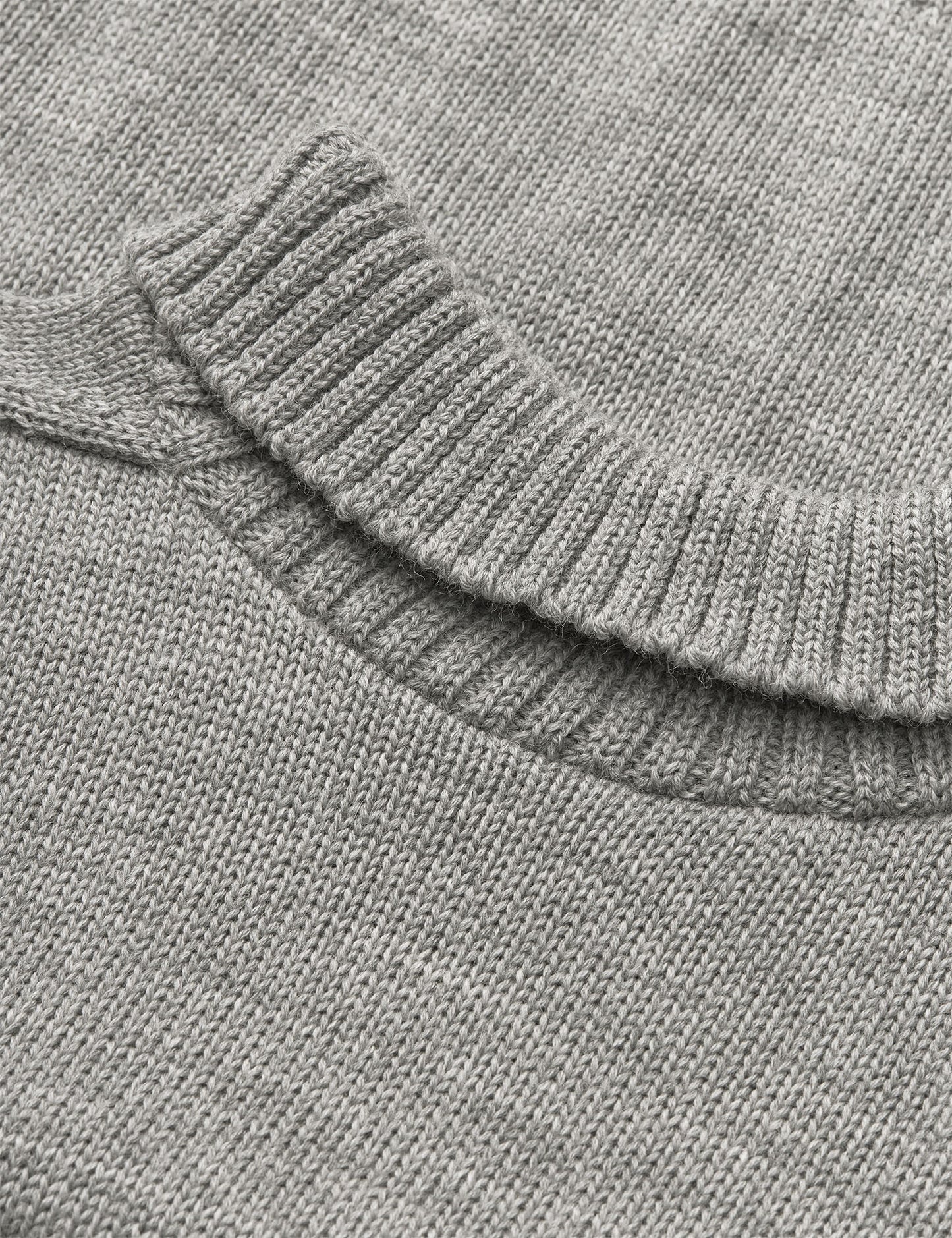 Wool Berthe Turtleneck Sweater, Mid Grey Melange