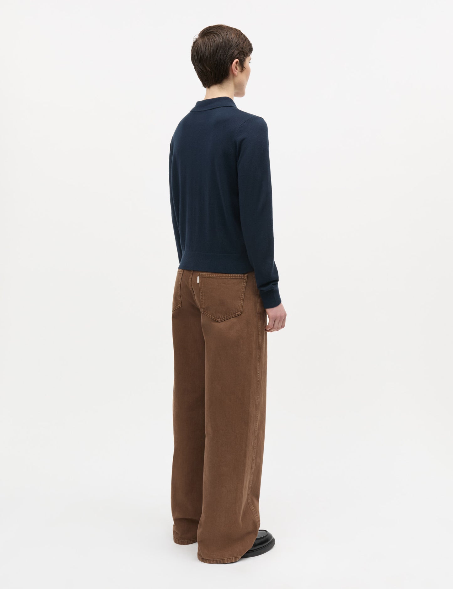 Fine Merino Rosa Polo Knit, Sky Captain