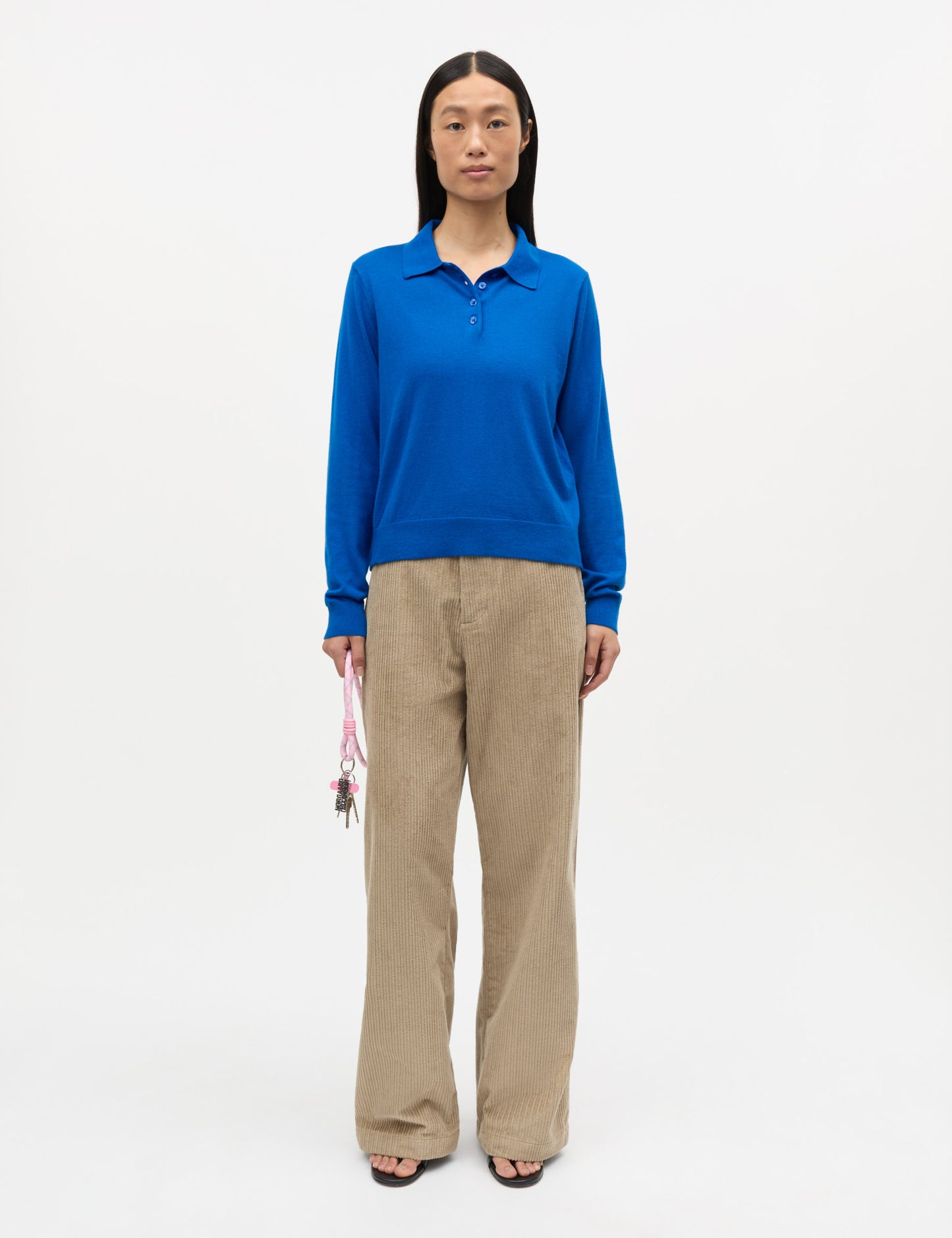 Fine Merino Rosa Polo Knit, Lapis Blue