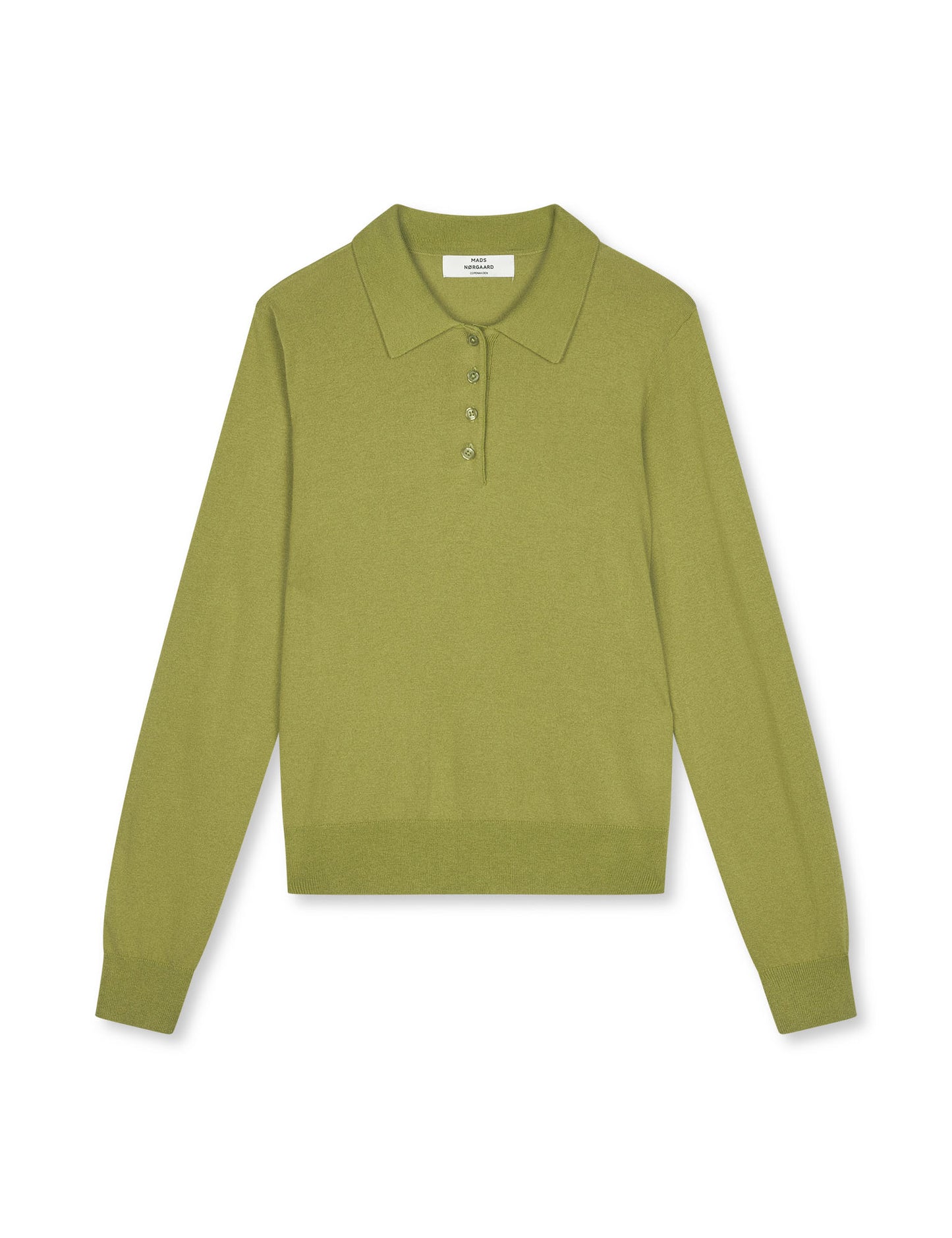 Fine Merino Rosa Polo Knit, Green Olive