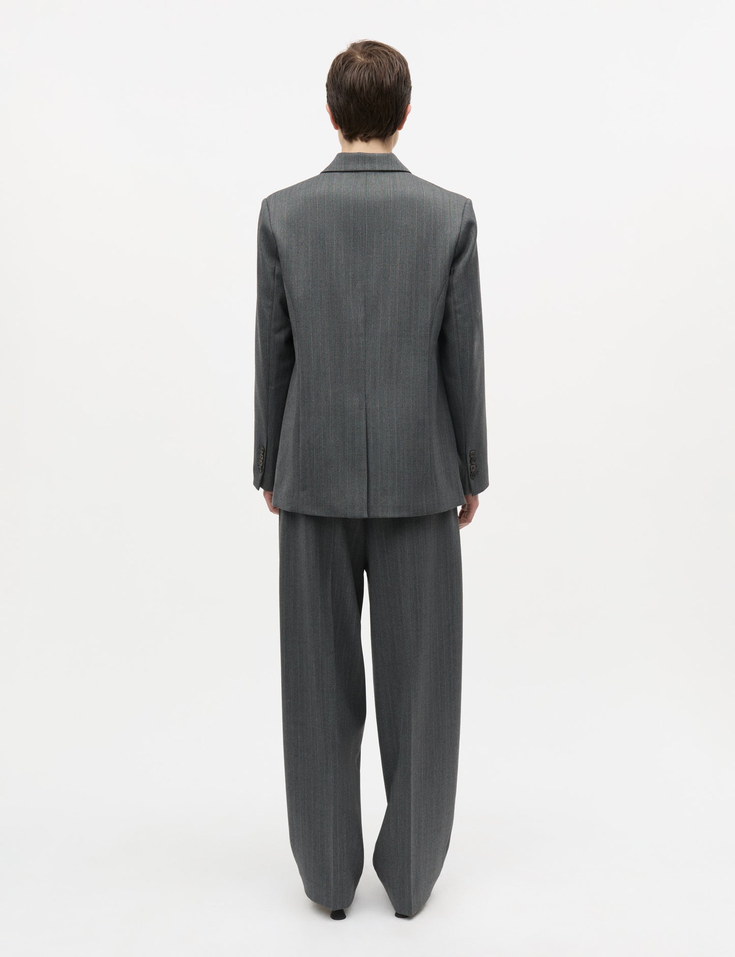 Herringbone Pin Less Blazer, Dark Grey Melange/Winetasting