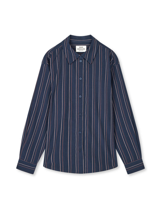 Peach Poplin YD Shelly Shirt, Pinstripe/Sky Captain