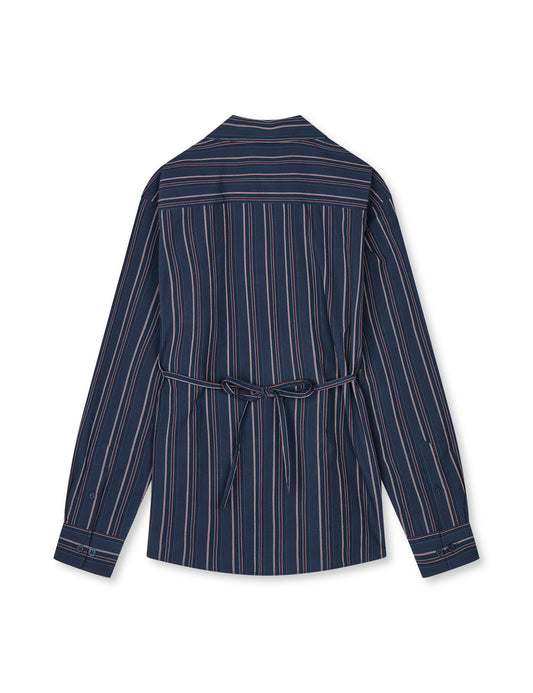 Peach Poplin YD Shelly Shirt, Pinstripe/Sky Captain