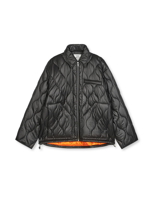 Shiny Ripstop Flora Jacket, Black