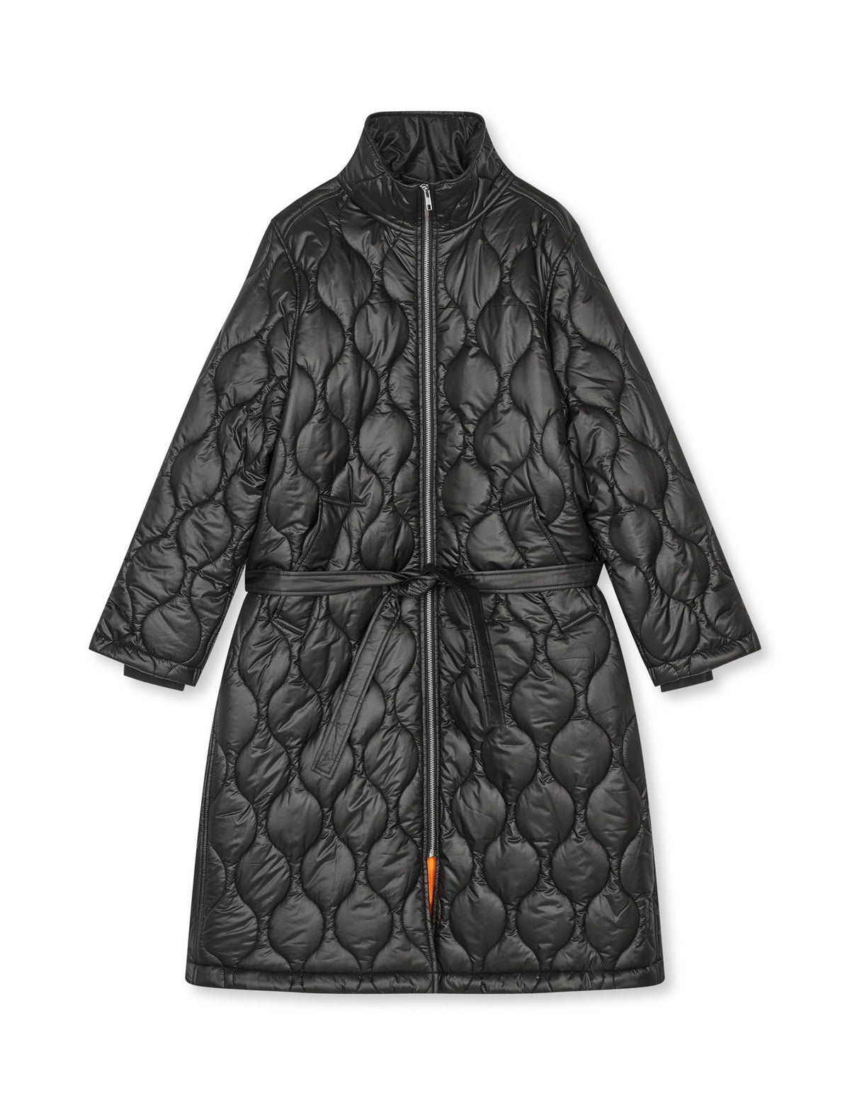 Shiny Ripstop Lizzo Coat, Black