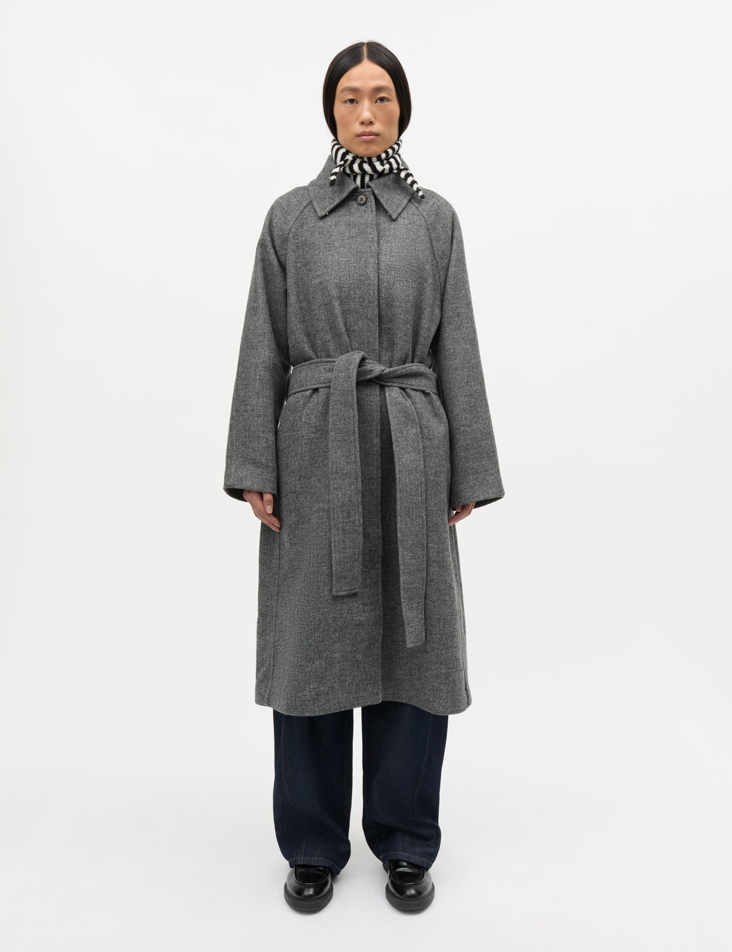Bond Wool Ingeborg Coat, Dark Grey Melange