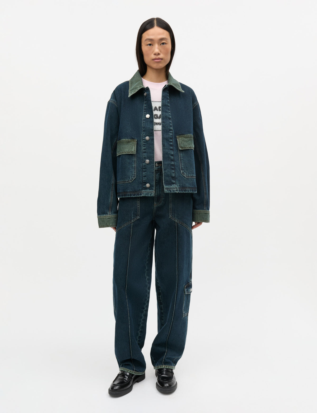 Double Denim Solar Jacket, Blue/Green Dye