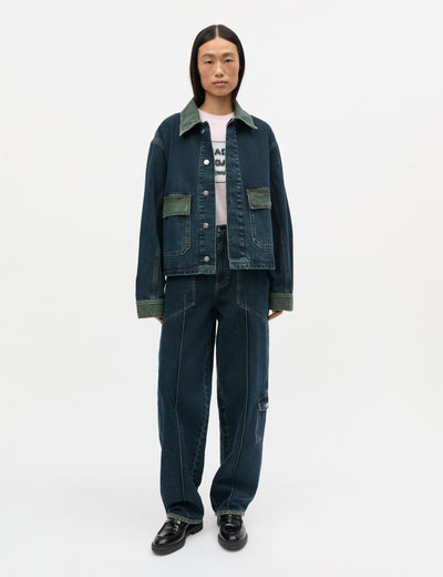 Double Denim Solar Jacket, Blue/Green Dye