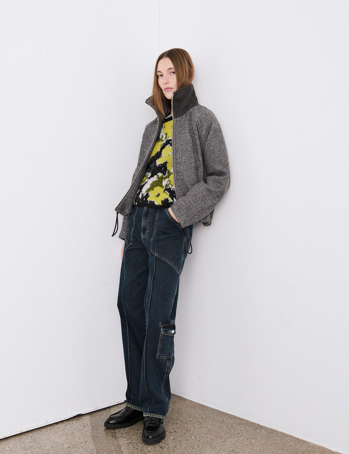 Double Denim Pam Jeans, Blue/Green Dye