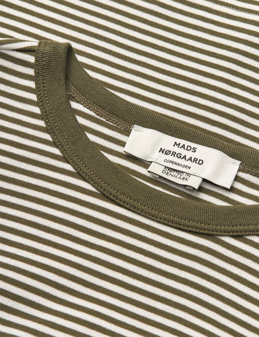Grace Jersey Stripe June Tee, White/Tarmac