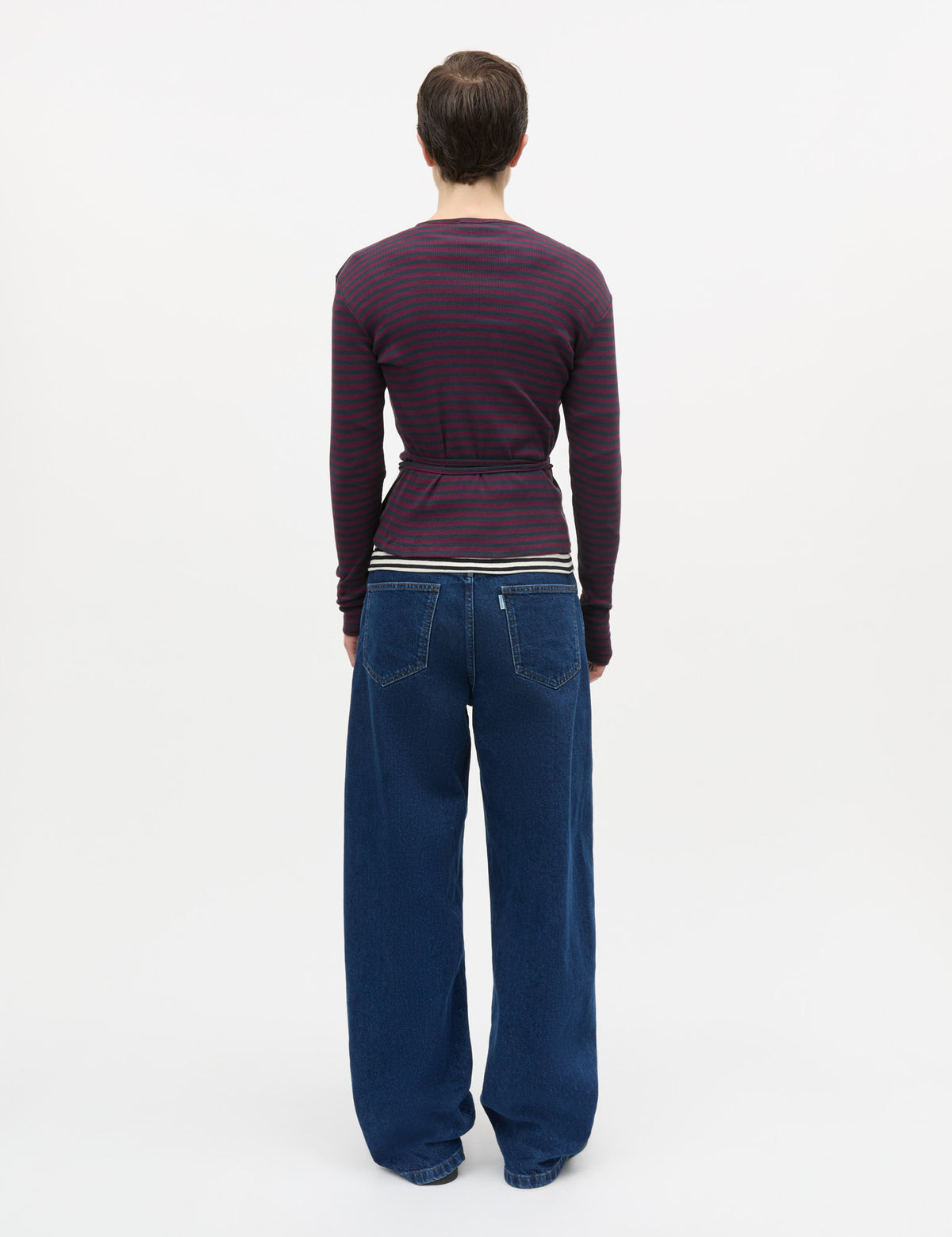 2x2 Cotton Stripe Susi LS Top, Sky Captain/Winetasting