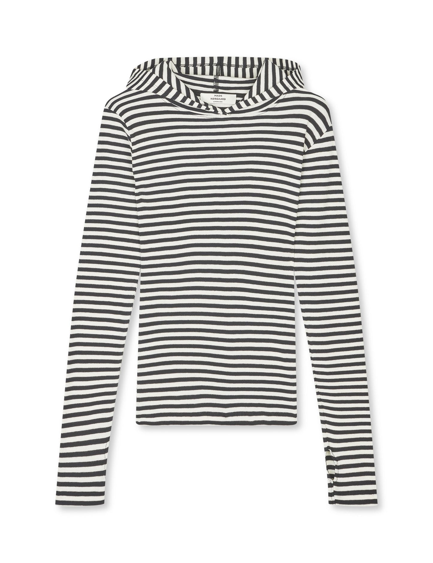 2x2 Cotton Stripe Tutti Hood, Black/Vanilla Ice