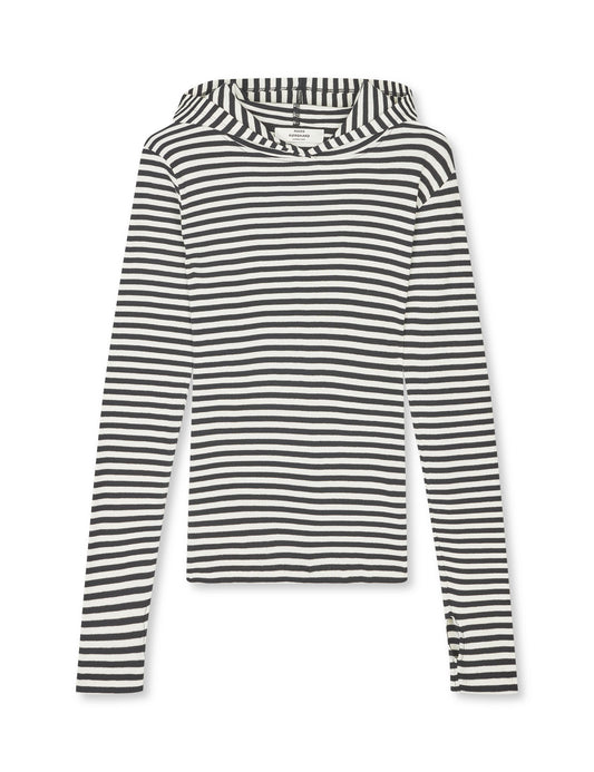 2x2 Cotton Stripe Tutti Hood, Black/Vanilla Ice