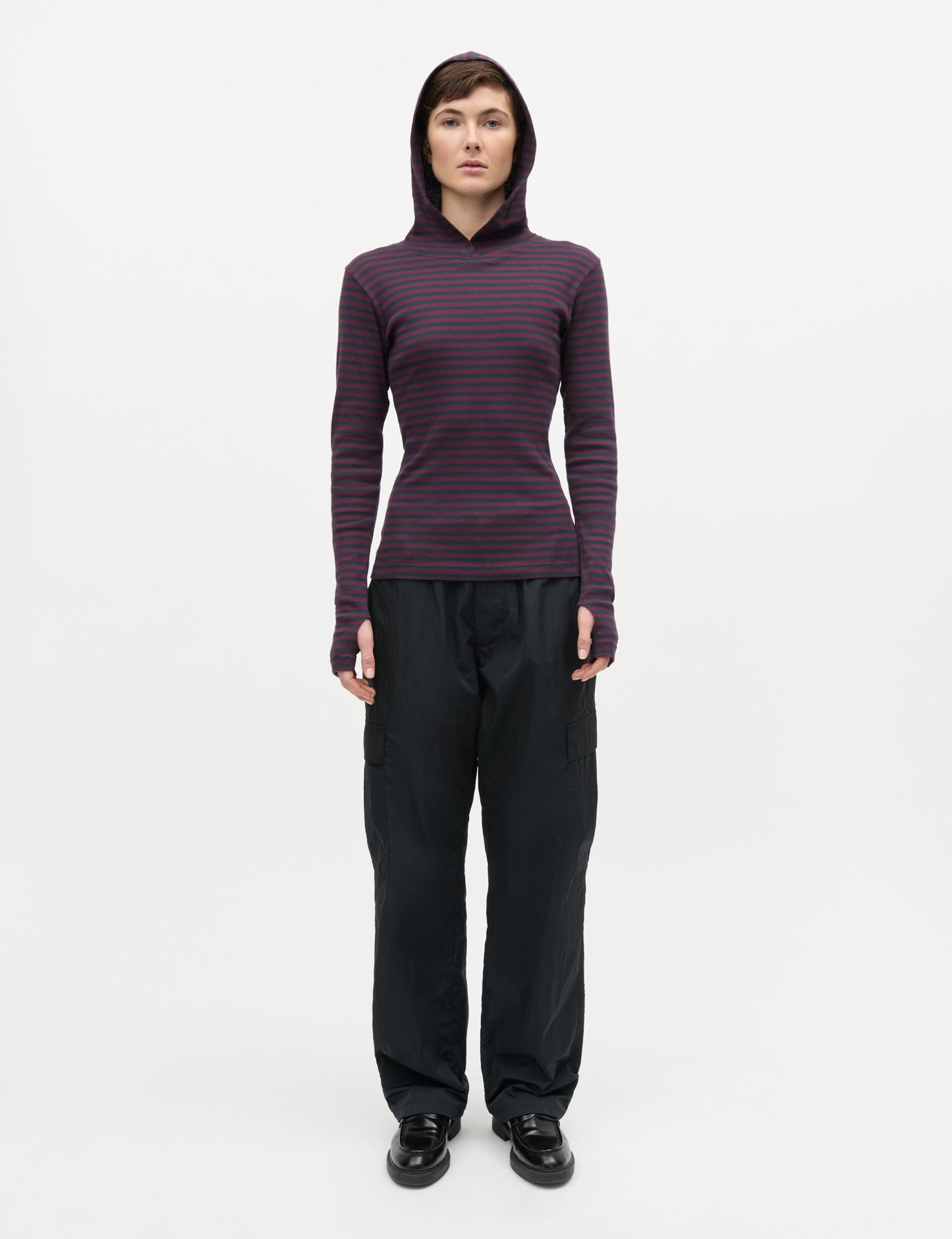 2x2 Cotton Stripe Tutti Hood, Sky Captain/Winetasting