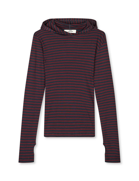 2x2 Cotton Stripe Tutti Hood, Sky Captain/Winetasting