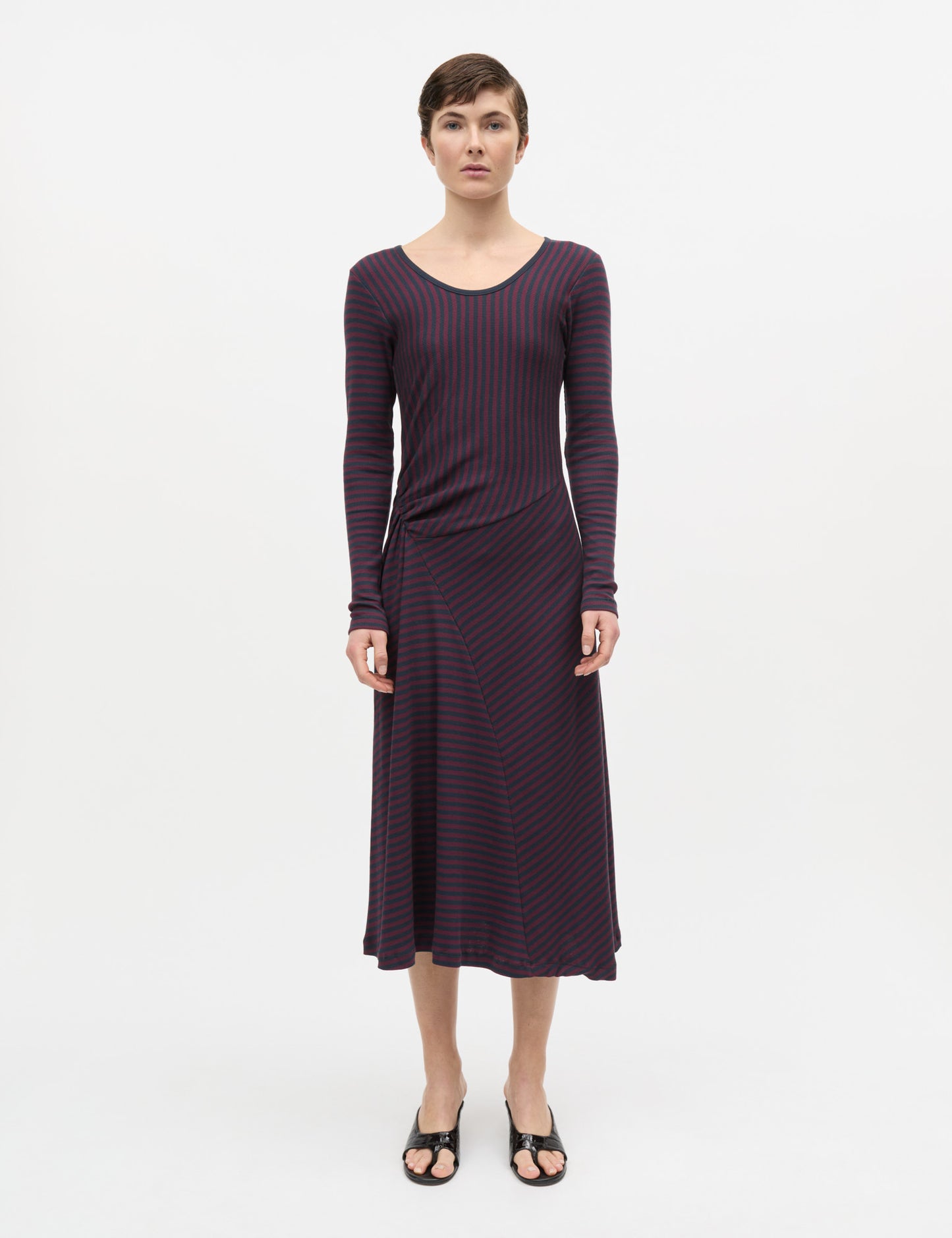 2x2 Cotton Stripe Severa Dress, Sky Captain/Winetasting