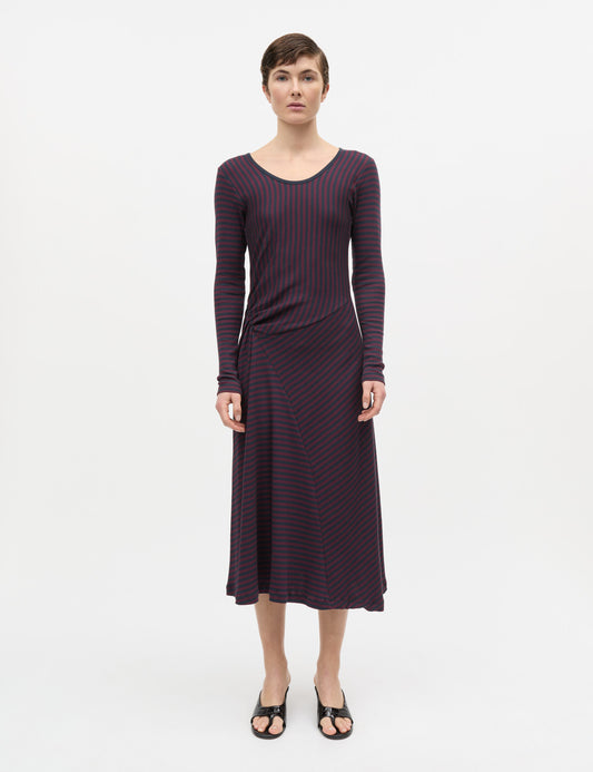 2x2 Cotton Stripe Severa Dress, Sky Captain/Winetasting