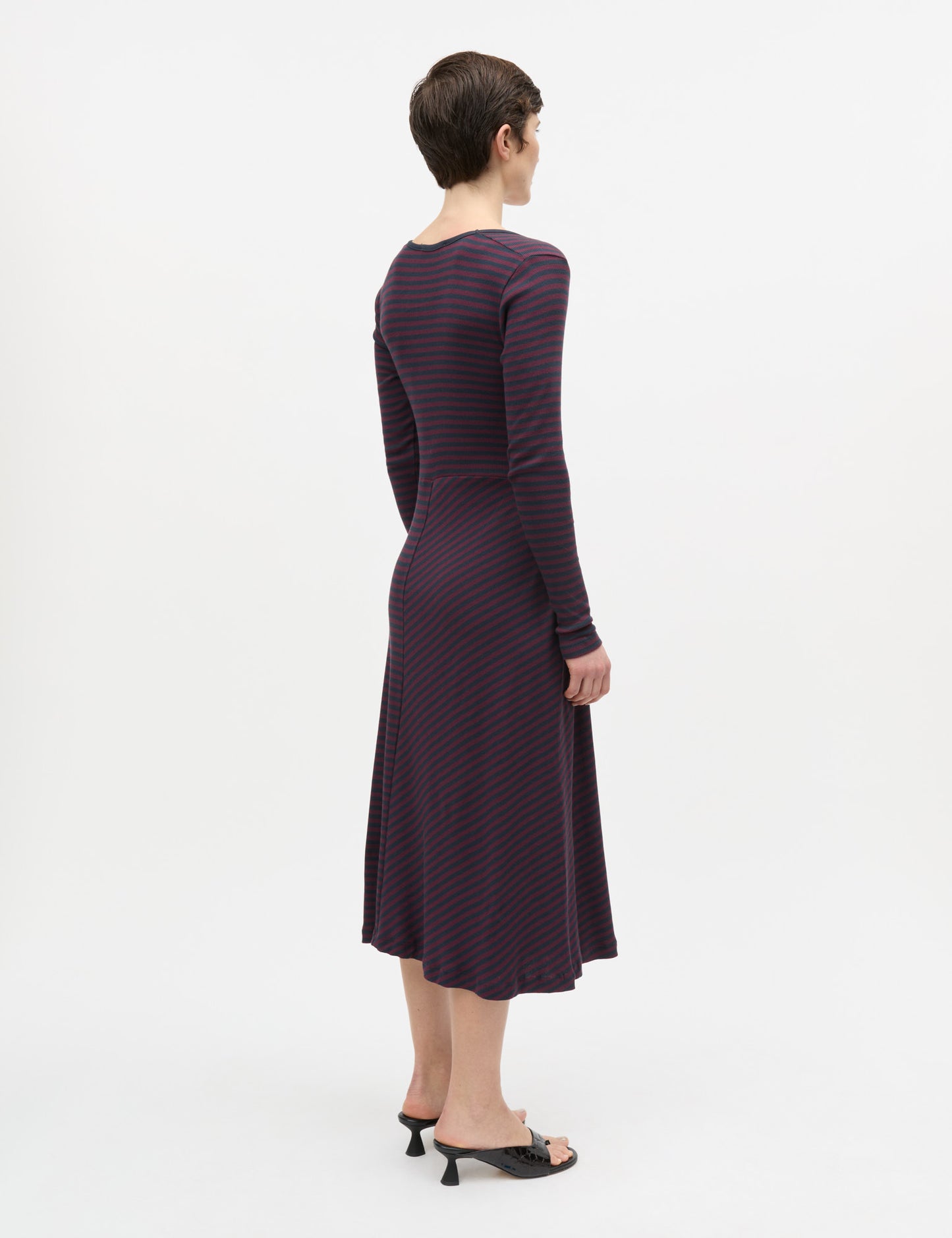 2x2 Cotton Stripe Severa Dress, Sky Captain/Winetasting