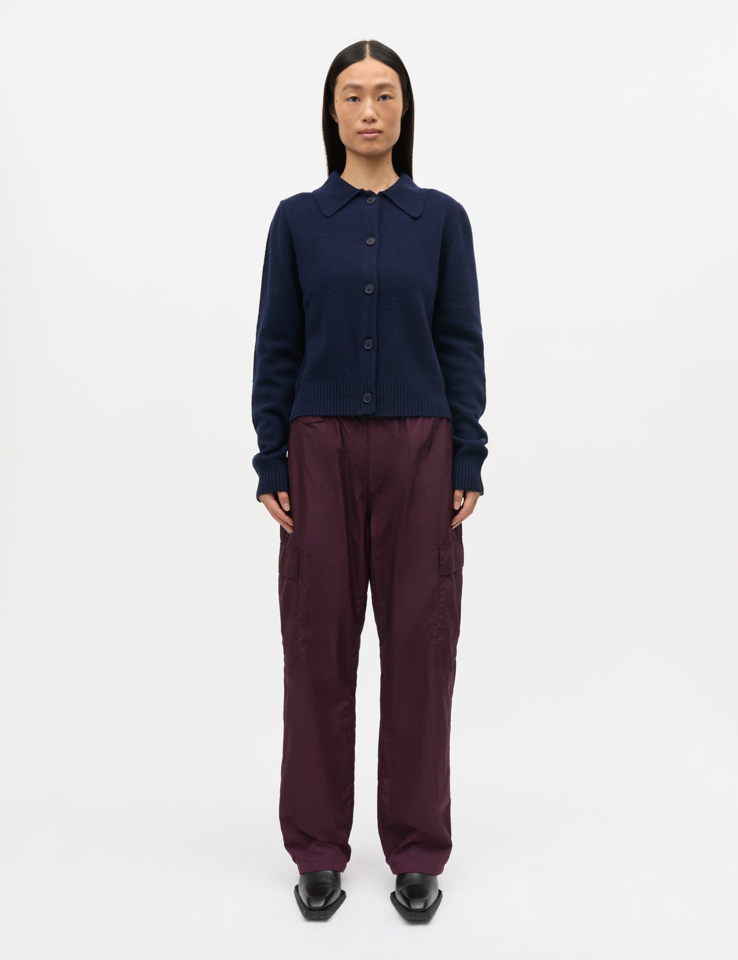 Yota Knit Katrine Cardigan, Parisian Night/Black