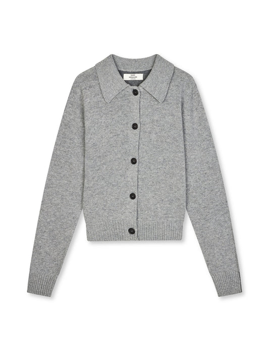 Yota Knit Katrine Cardigan, Light Grey Melange/Dark Grey M