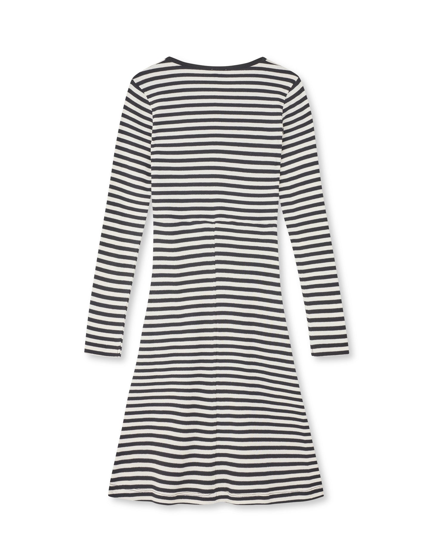 2x2 Cotton Stripe Cille Dress, Black/Vanilla Ice