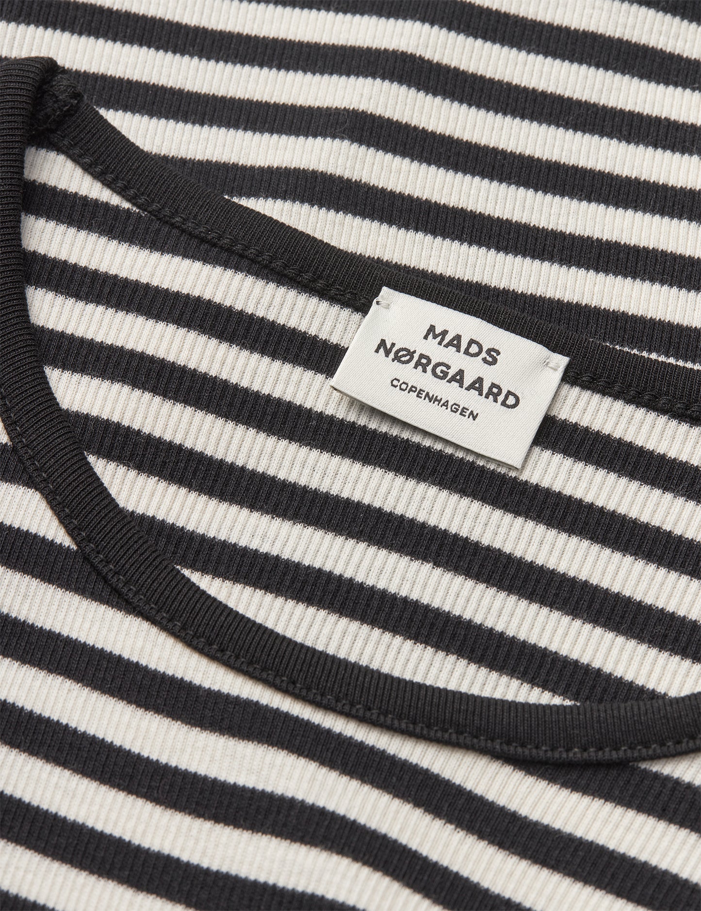 2x2 Cotton Stripe Cille Dress, Black/Vanilla Ice