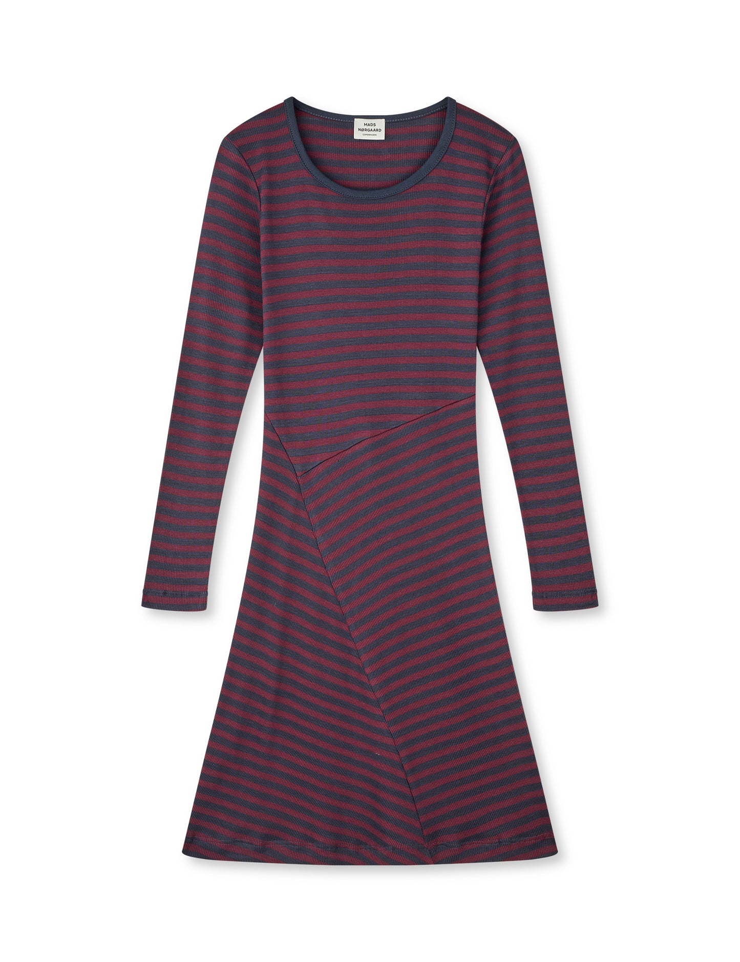 2x2 Cotton Stripe Cille Dress, Sky Captain/Winetasting