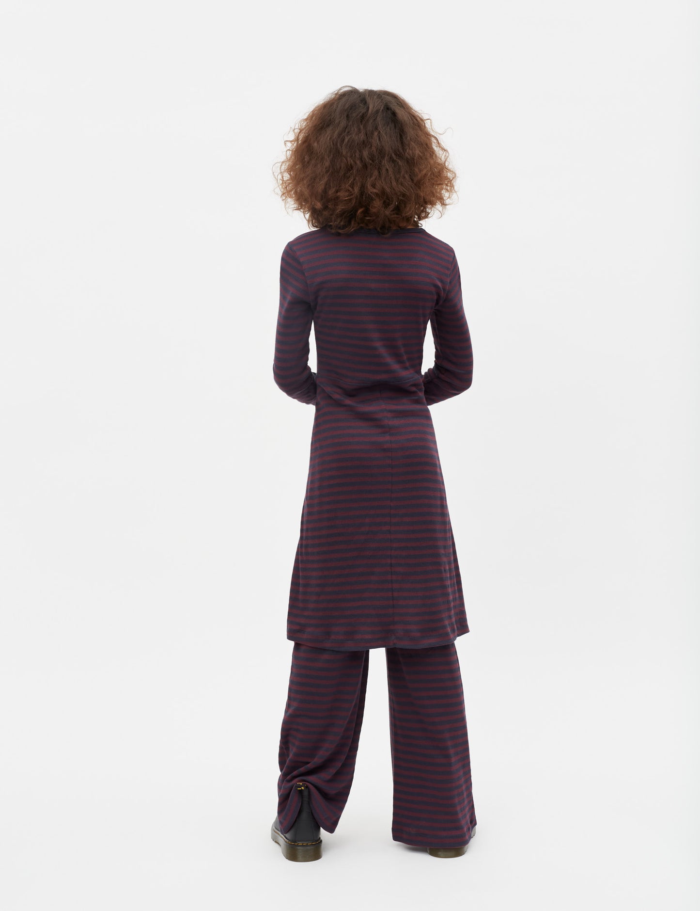2x2 Cotton Stripe Cille Dress, Sky Captain/Winetasting