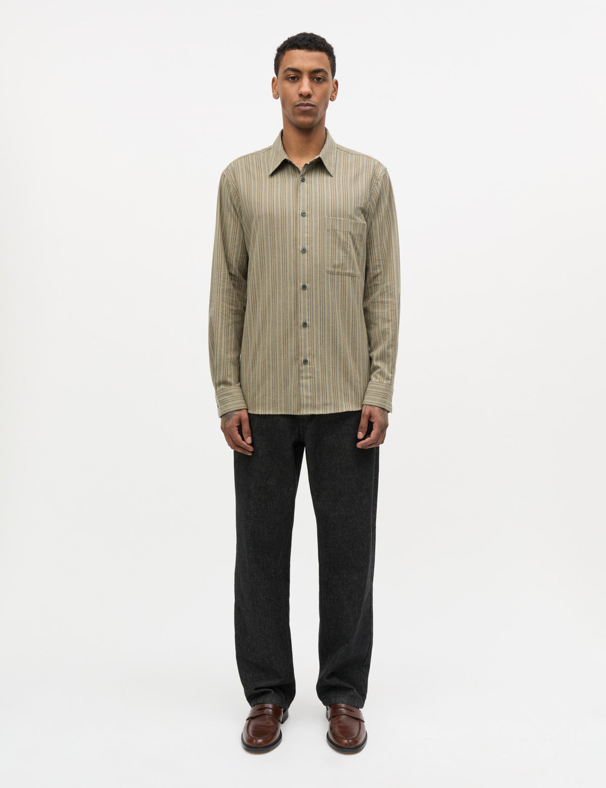 Flannel Stripe Sune Shirt, Overland Trek/Sky Captain/Tama