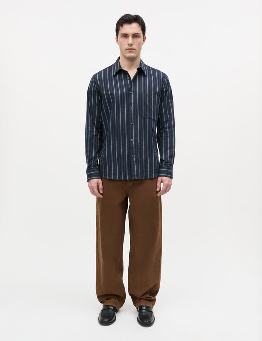 Flannel Stripe Sune Shirt, Sky Captain/Tarmac/Cashmere Bl