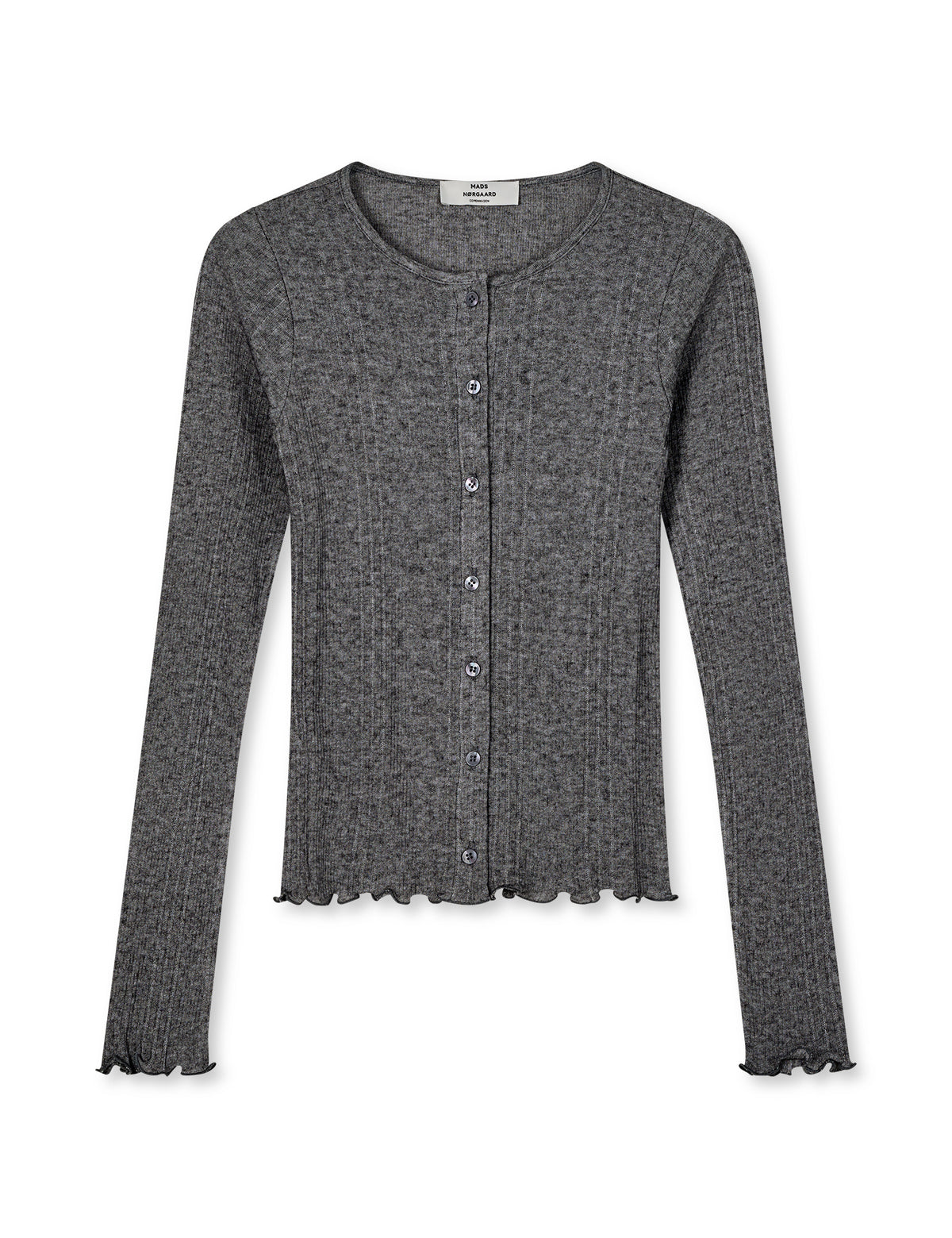 Point Wool Amy Cardigan, Dark Grey Melange