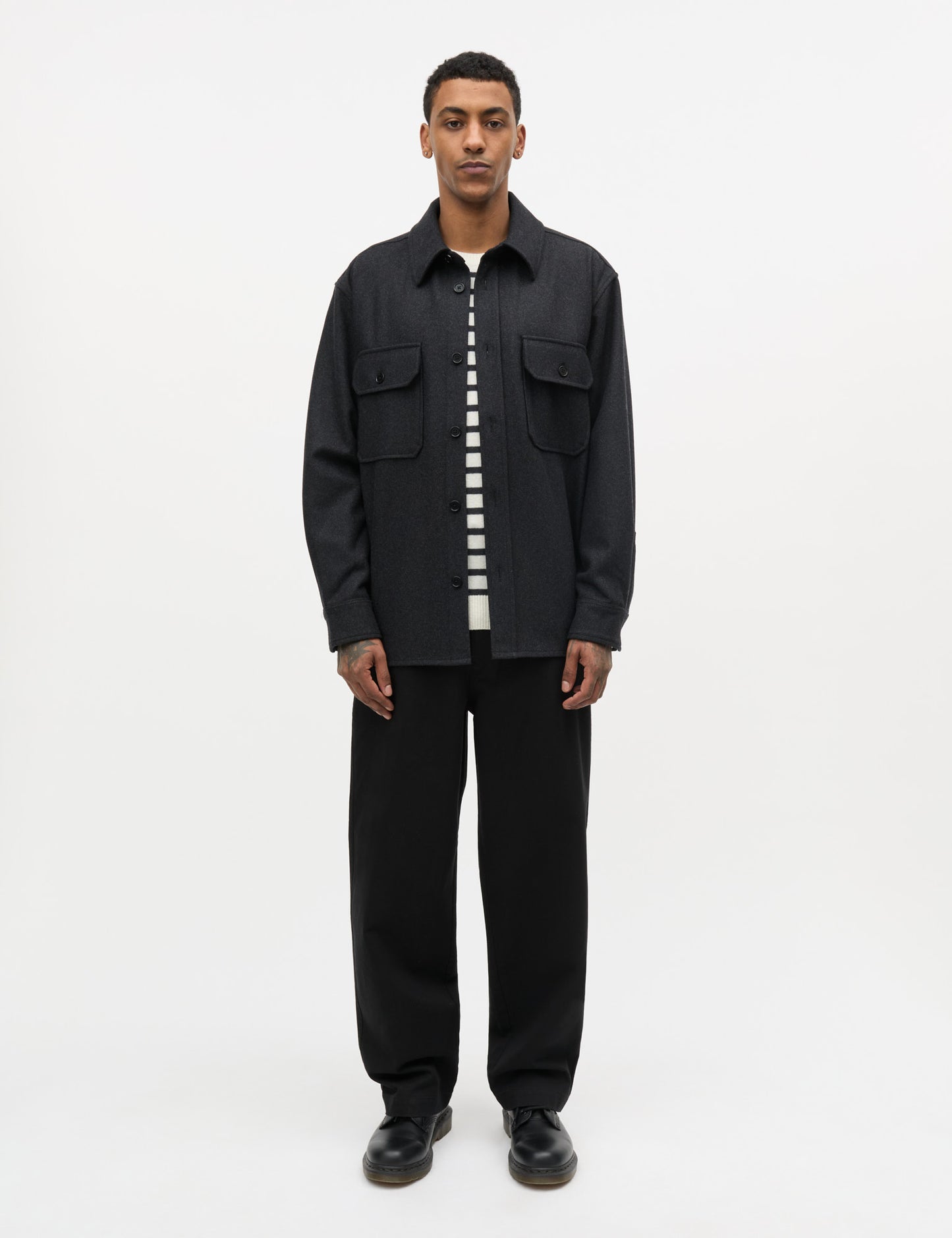 Felted Wool August Work Shirt, Charcoal Melange