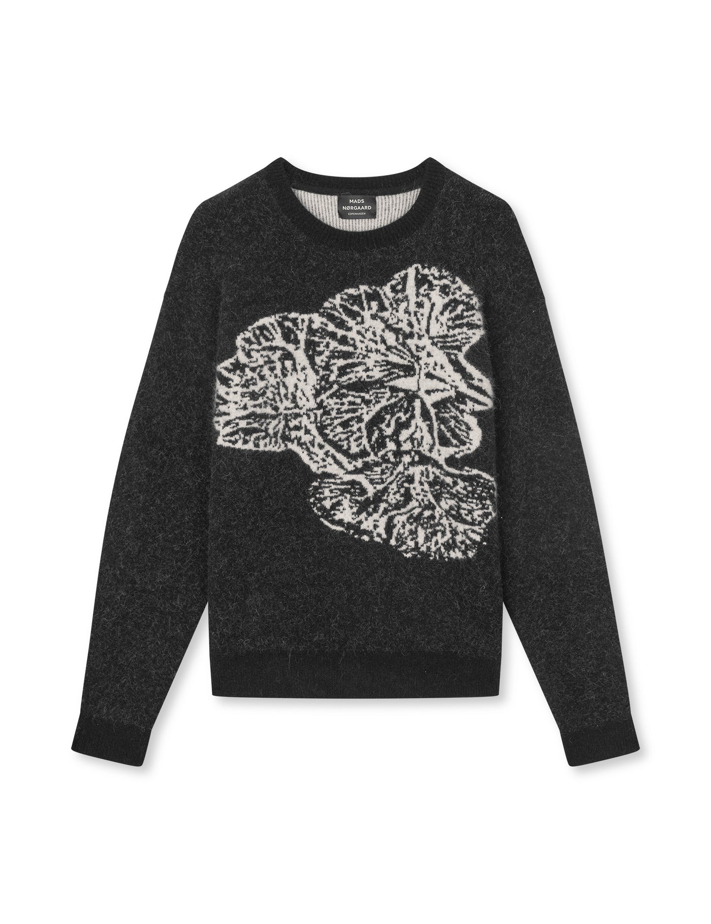 Alpaca Wool Vilhelm Flower Knit, Black