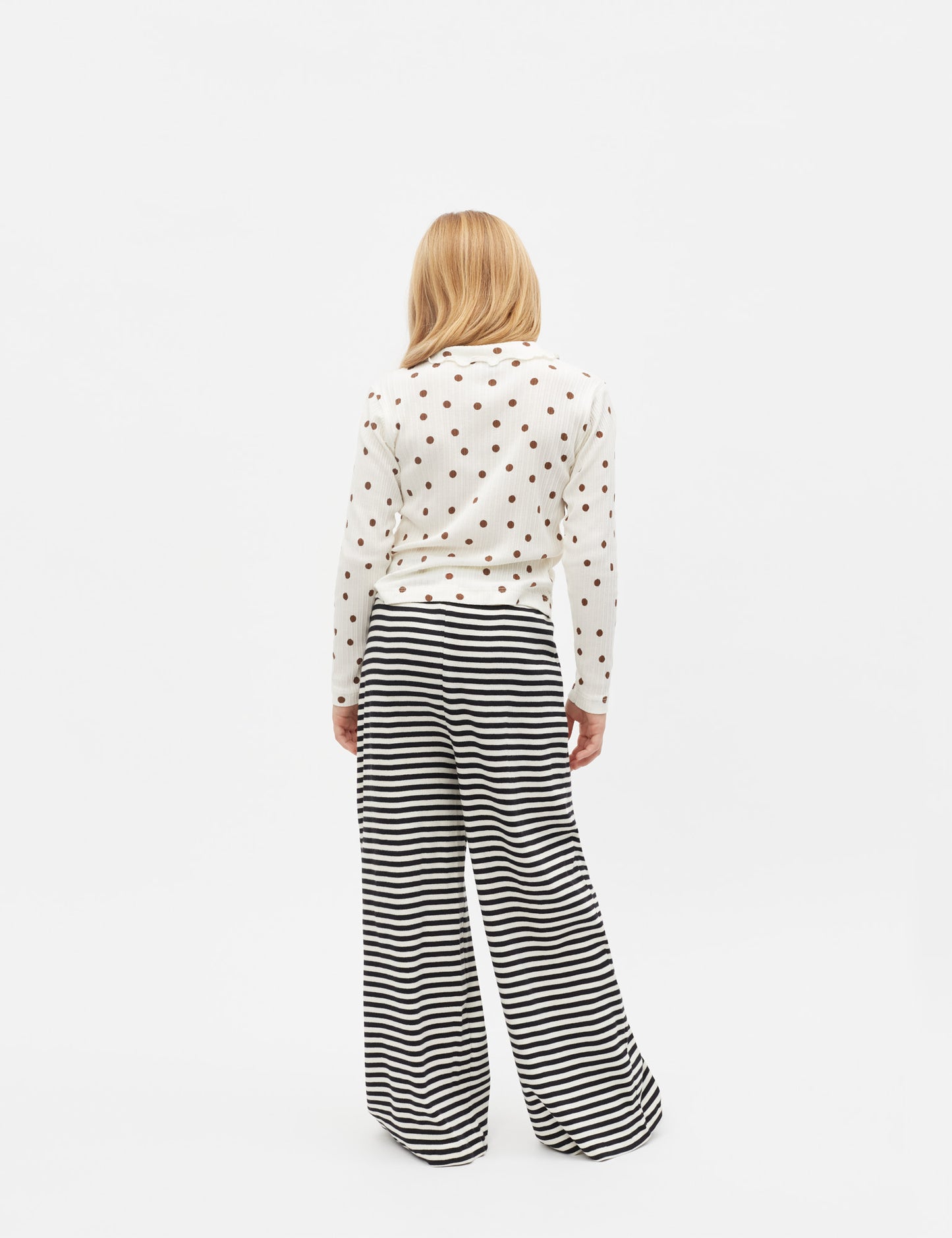 Pointella Lakita Polo Tee L/S AOP, Vanilla Ice/Cocoa