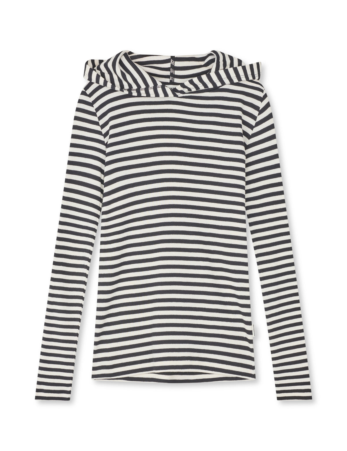 2x2 Cotton Stripe Tally Hoodie, Black/Vanilla Ice