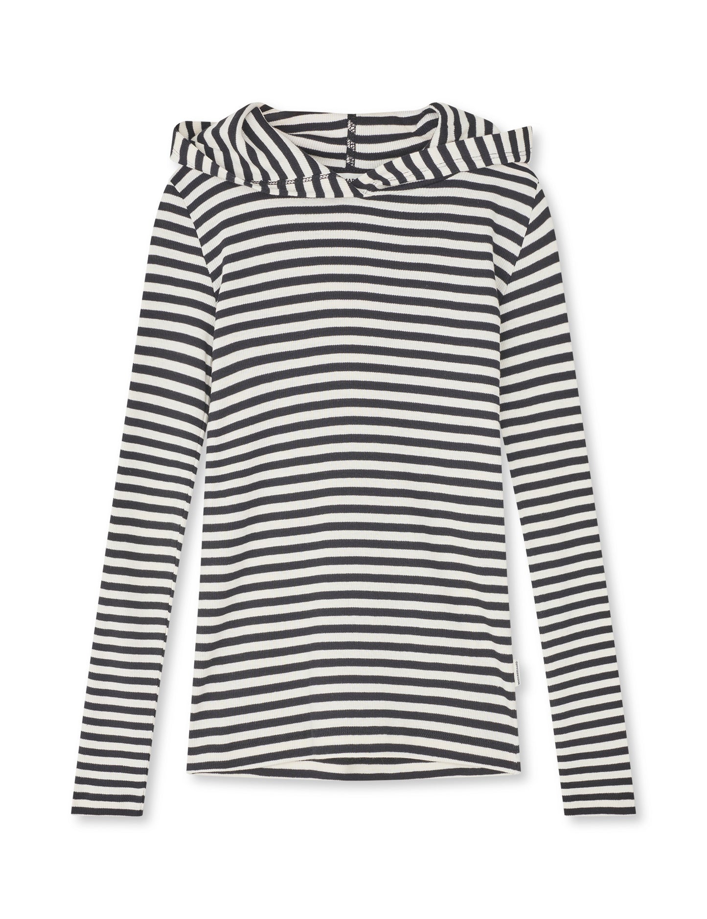 2x2 Cotton Stripe Tally Hoodie, Black/Vanilla Ice