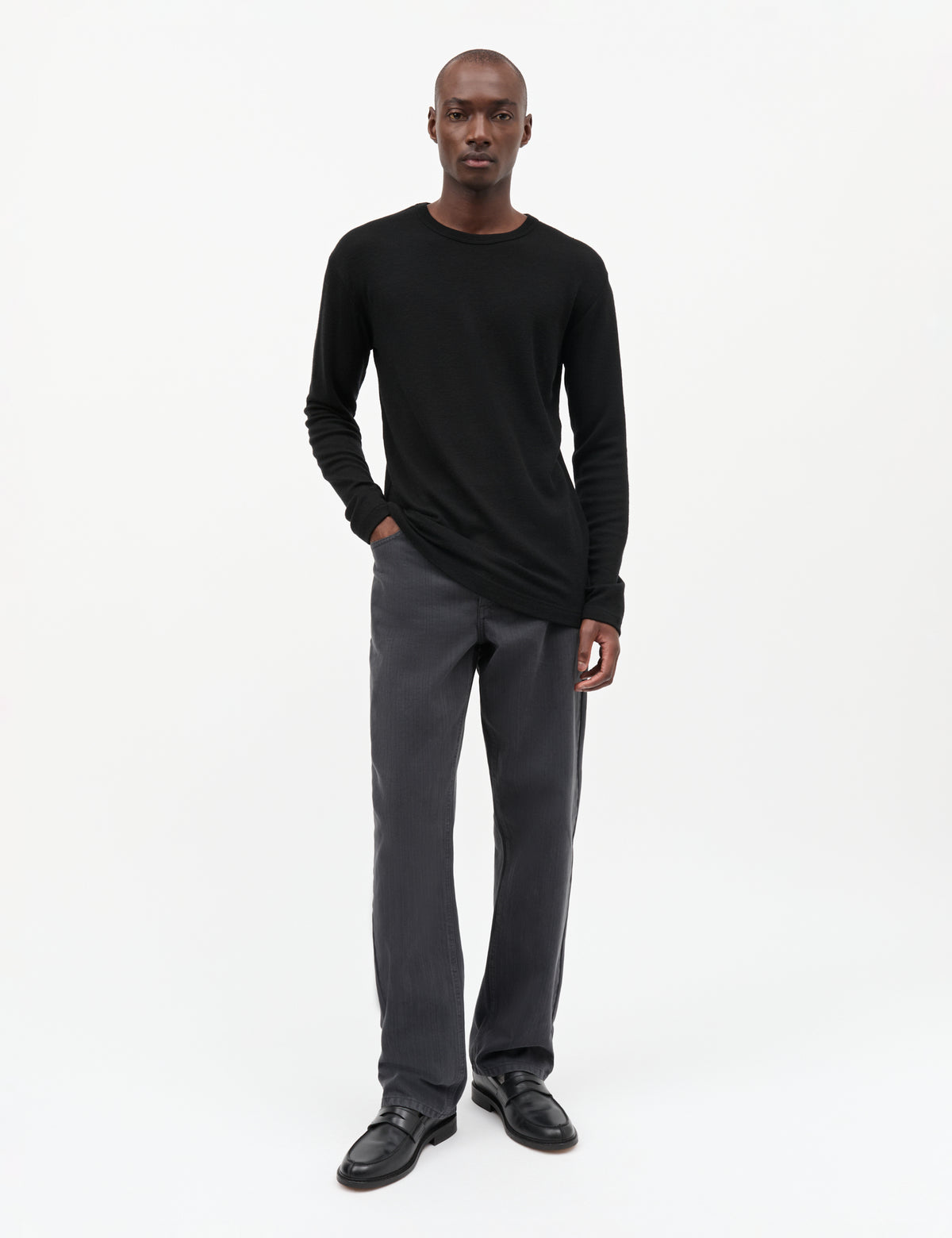 Fine Wool Solid Tobias Knit, Black