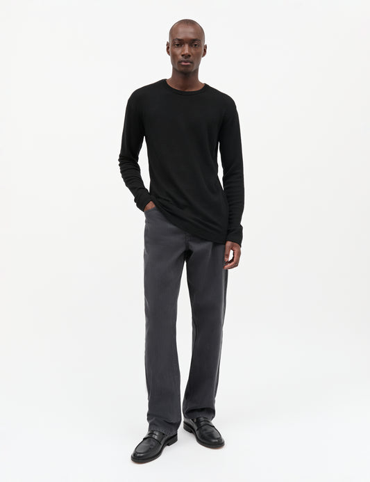 Fine Wool Solid Tobias Knit, Black