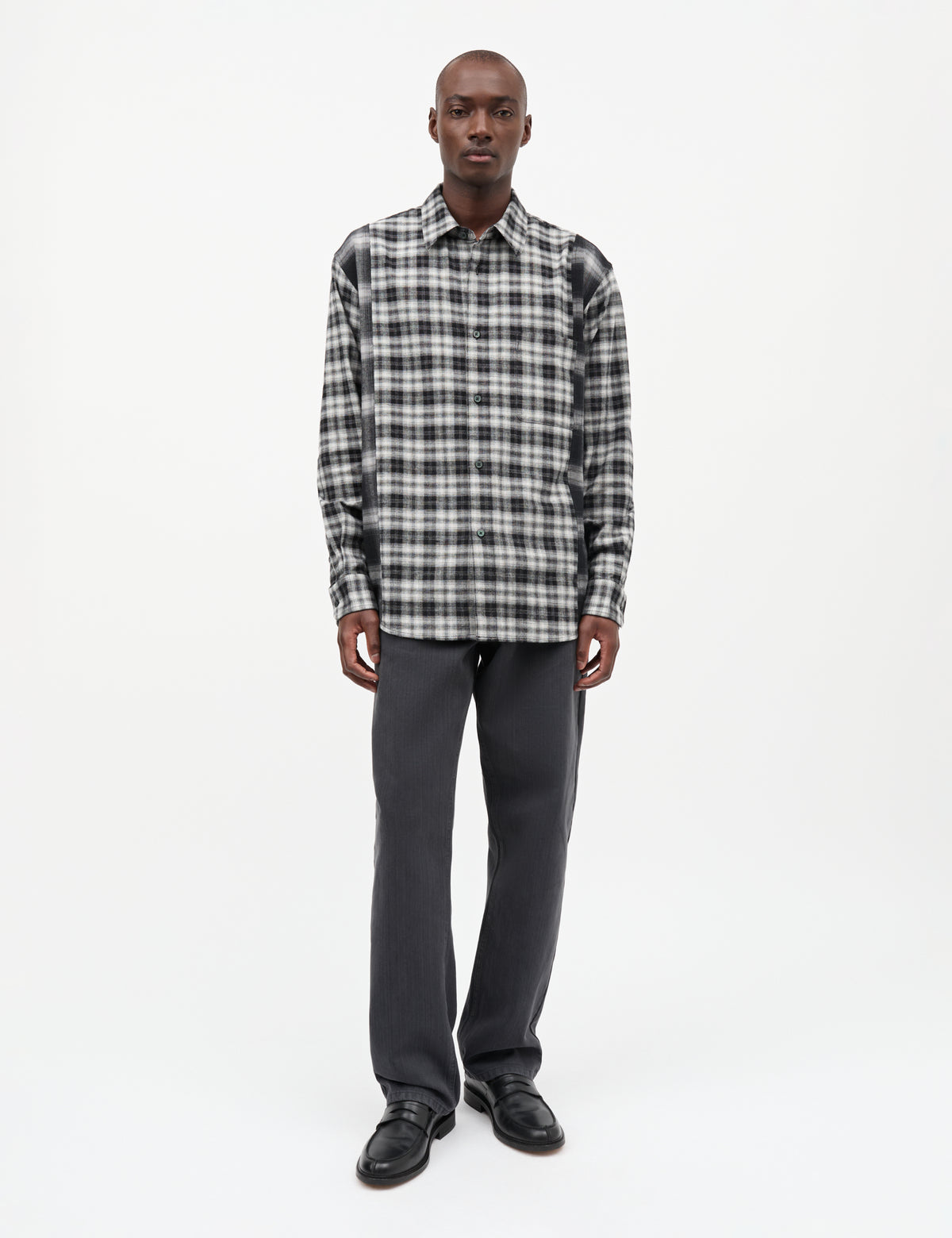 Brushed Flannel Marcel Mix Shirt CH, Black/White Check