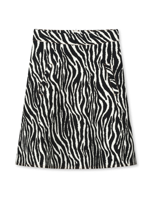 Mock Twill Stelly AOP Skirt, Zebra