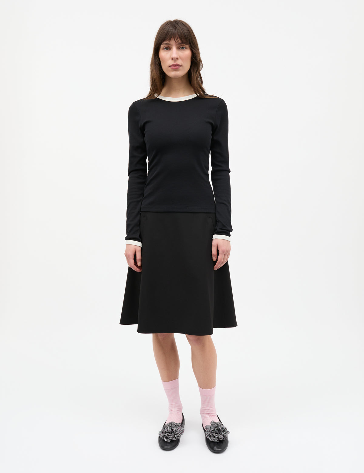 Grace jersey Camille Tee LS, Black/Vanilla Ice