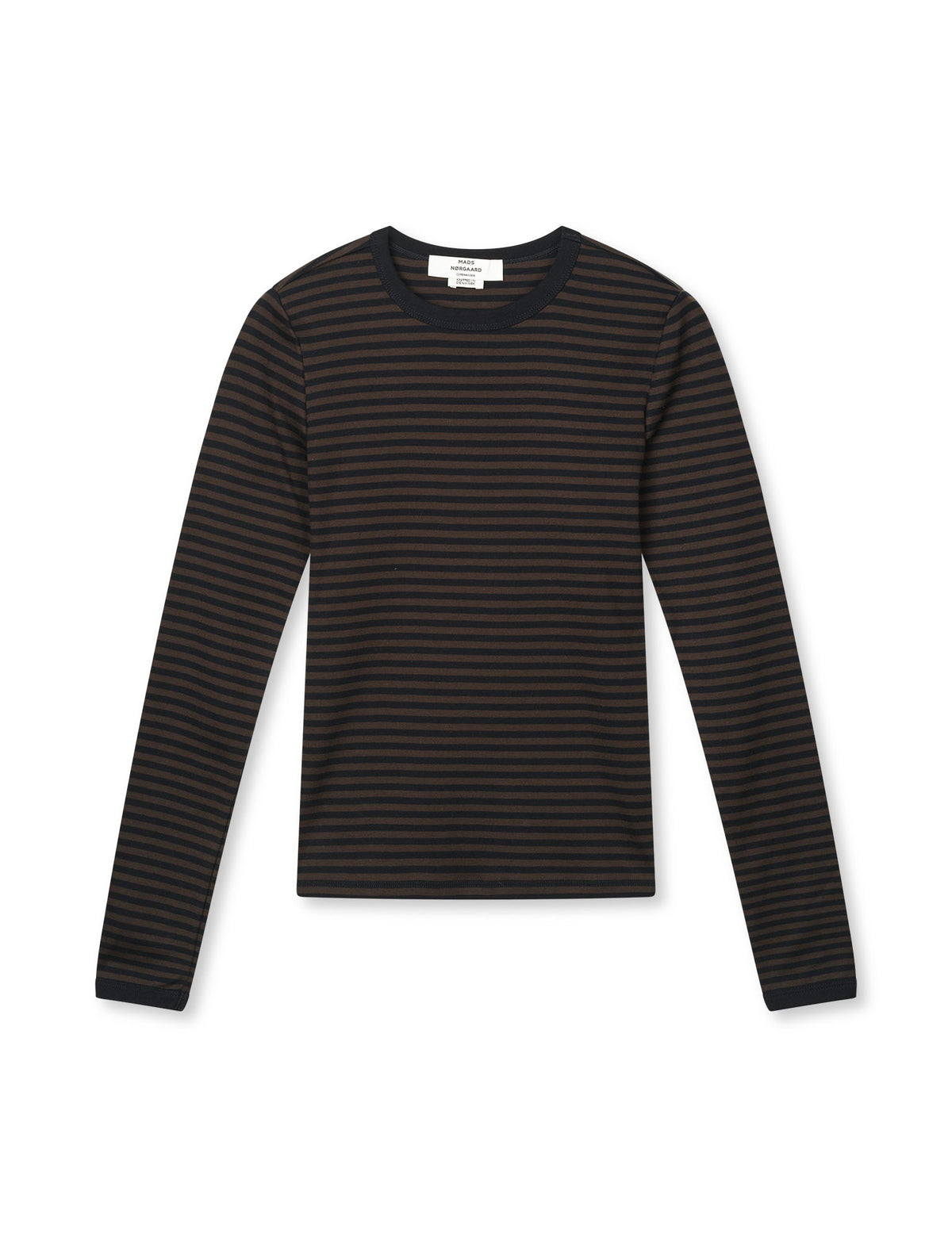 Grace Jersey Stripe Camille Tee LS, Black/Turkish Coffee