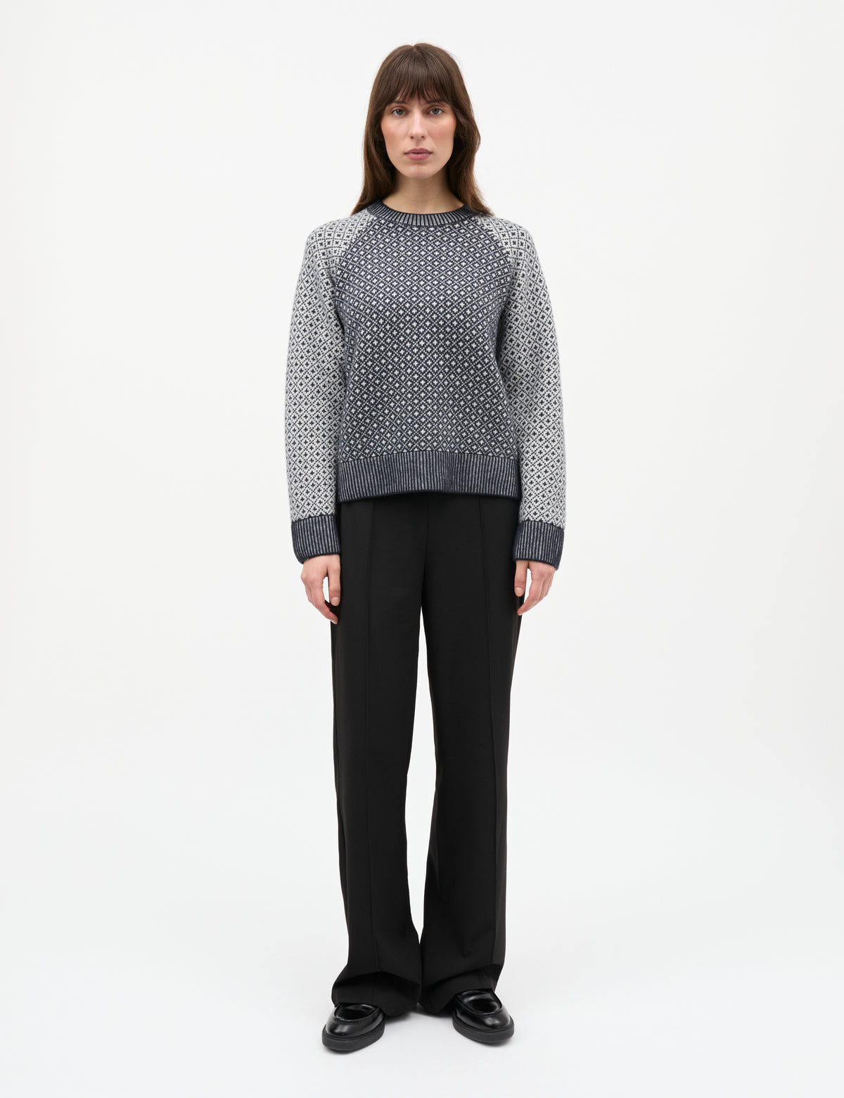Super Wool Sofie Iceland Sweater, Sky Captain/Vanilla Ice