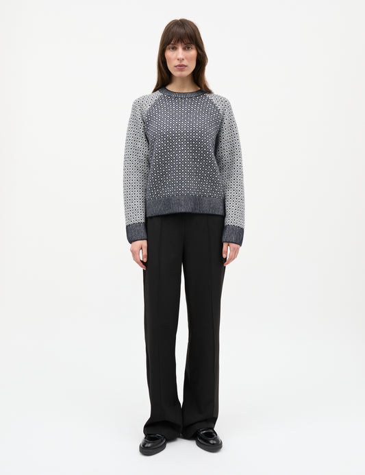 Super Wool Sofie Iceland Sweater, Sky Captain/Vanilla Ice