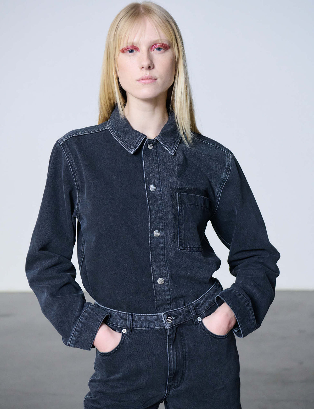 Salvo Denim Crash Shirt, Black Stone Wash