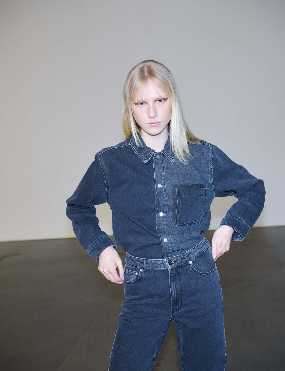 Salvo Denim Crash Shirt, Black Stone Wash