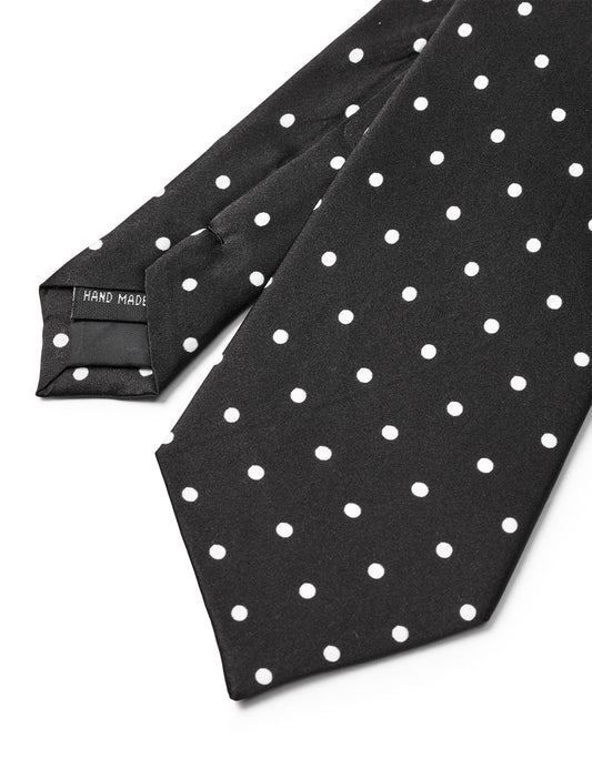 Night Silk Roxy Tie, Black/White Dot