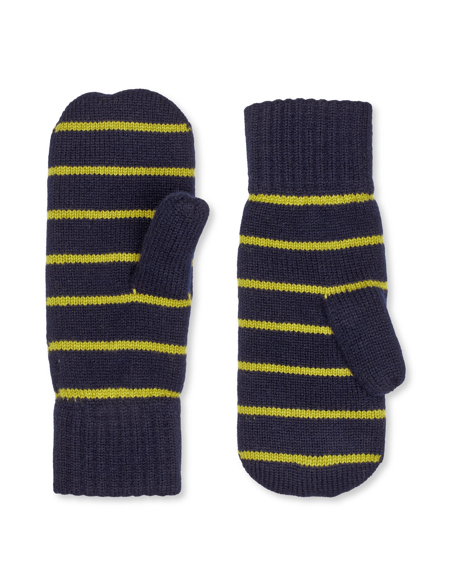 One Wool Milo Stripe Mitten, Sky Captain/Green Olive
