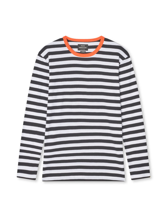 Midi Rib Tobias Tee LS, Black/White